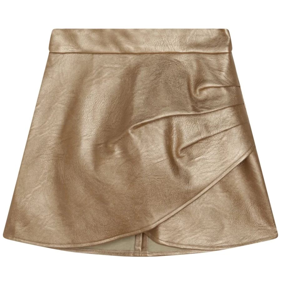 ZADIG & VOLTAIRE Gold Yellow Coated Zip-Up Skirt for Girls