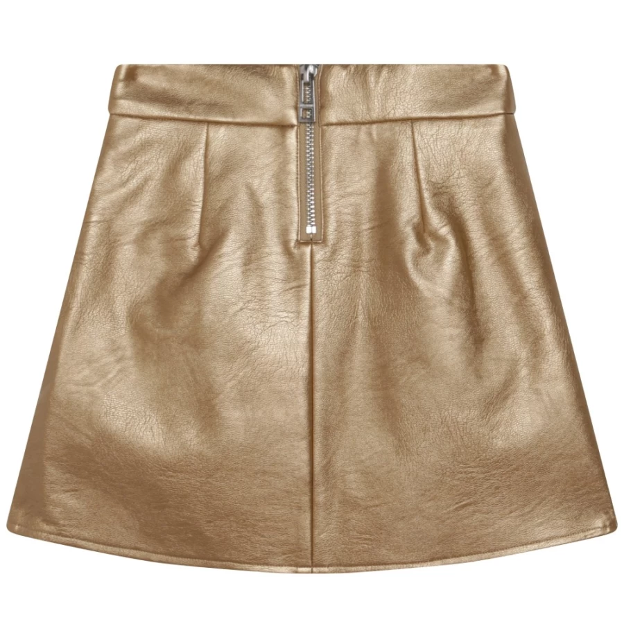 ZADIG & VOLTAIRE Gold Yellow Coated Zip-Up Skirt for Girls