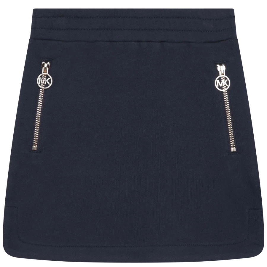 MICHAEL KORS Girls Navy Cotton-Fleece Straight Skirt for Winter Comfort