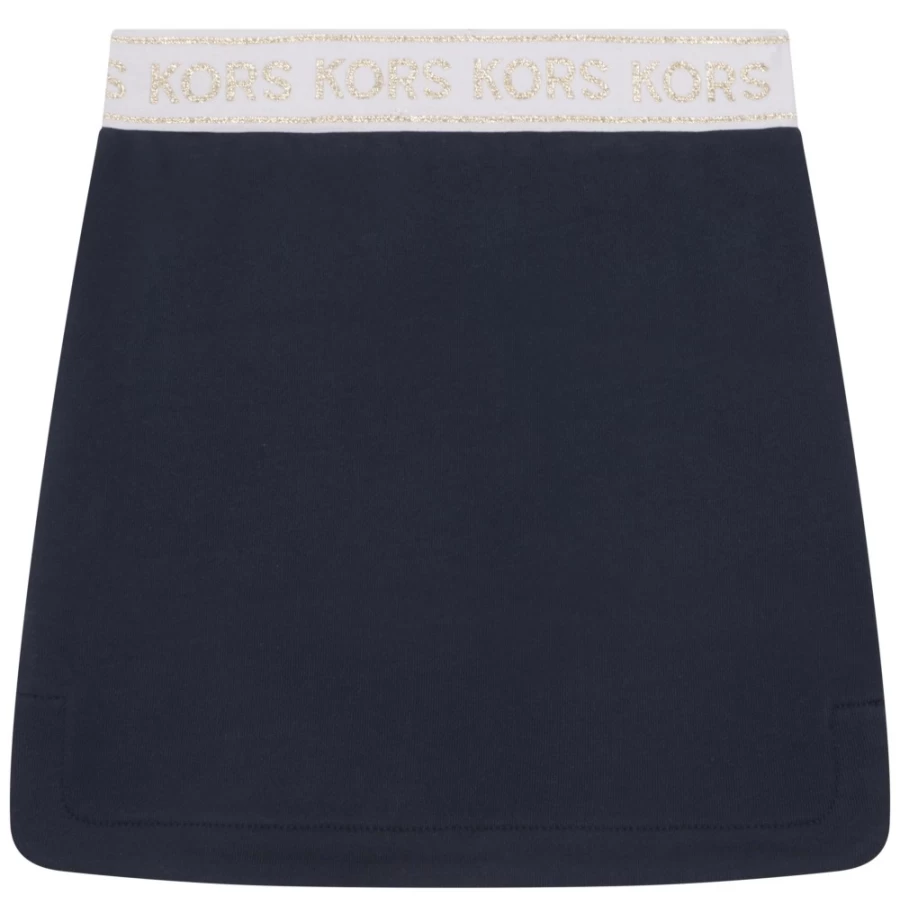 MICHAEL KORS Girls Navy Cotton-Fleece Straight Skirt for Winter Comfort