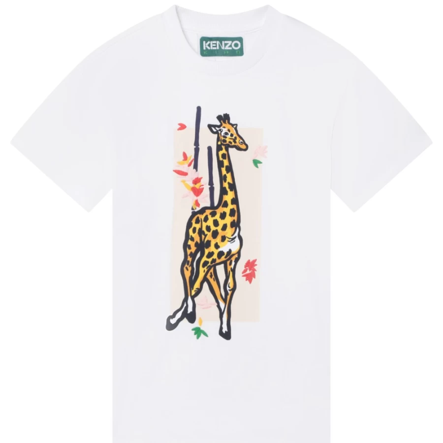KENZO KIDS Girls' White Giraffe Print Dress - Animal Print Fashion for Kids