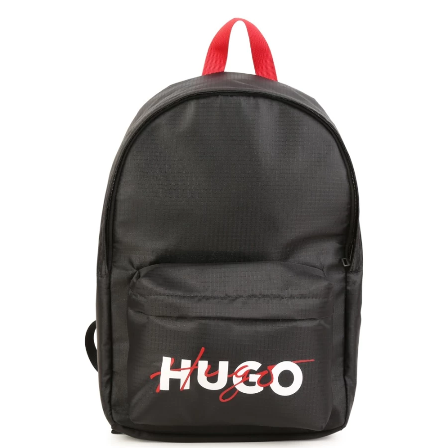 HUGO Black Fabric Backpack for Girls - Stylish & Durable School Bag
