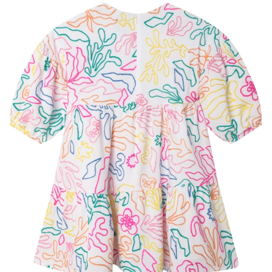 MARC JACOBS White Embroidered Party Dress for Girls - Elegant Floral Design Formal Gown