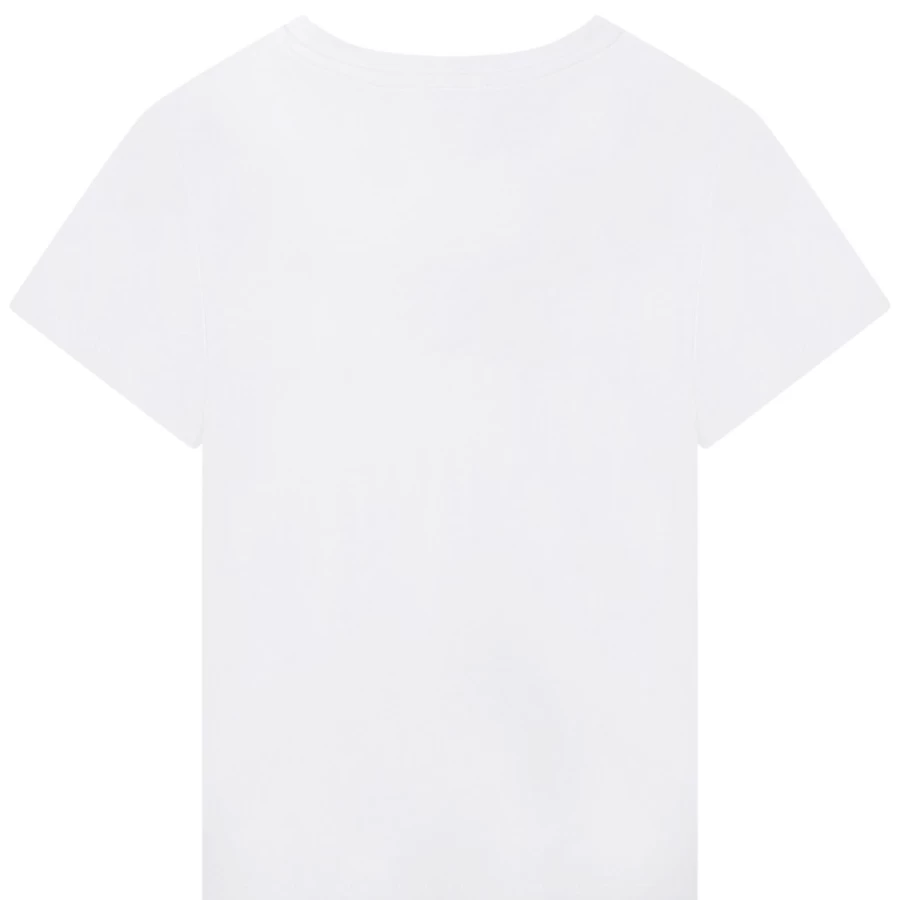 DKNY Girls' White Short-Sleeved Cotton T-Shirt for Casual Wear