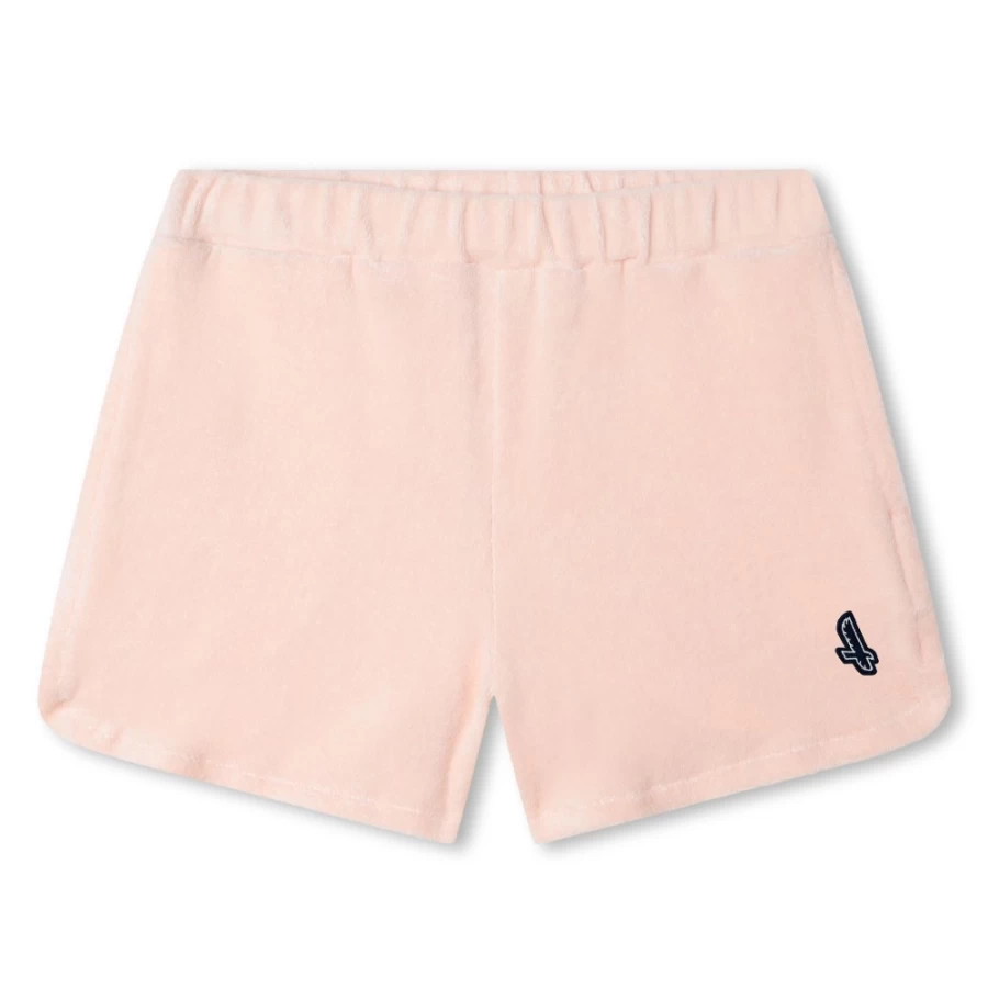 AIGLE Girl's Washed Pink Cotton Shorts With Embroidered Patch