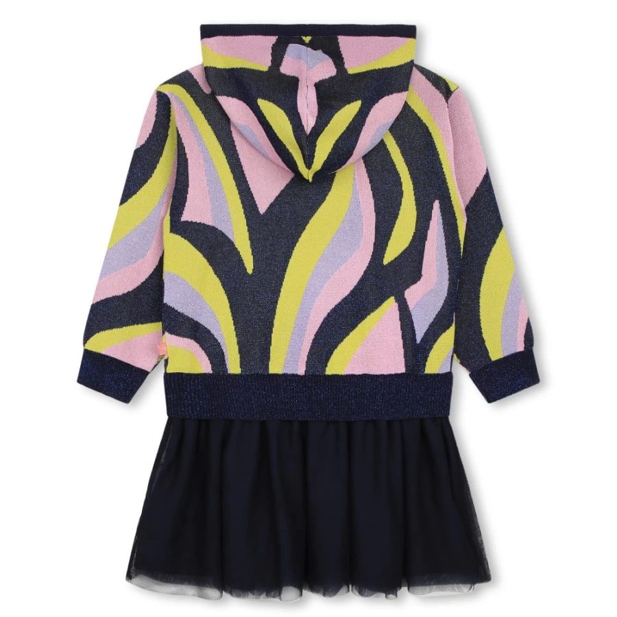 BILLIEBLUSH Lilac Hooded Dress for Girls - Bimaterial Comfort & Style