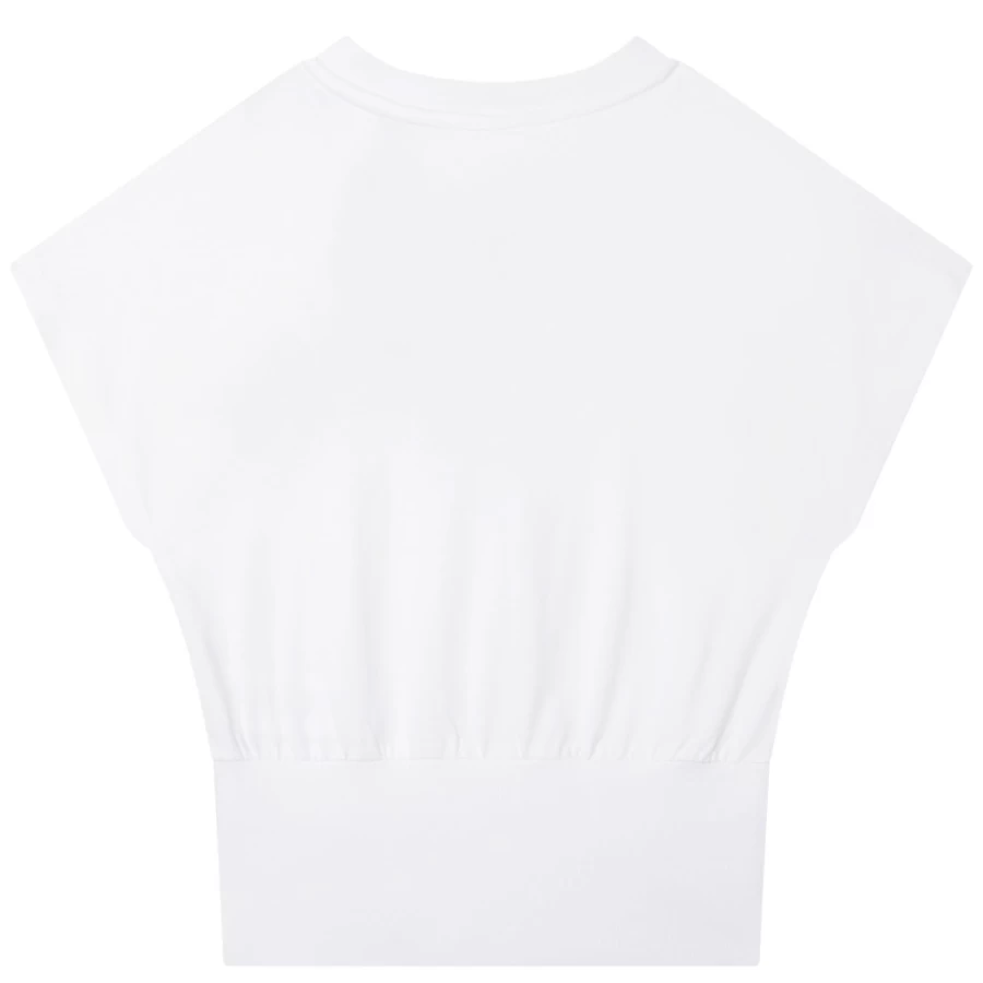 DKNY Girls' White Short-Sleeved Cotton T-Shirt for Casual Wear