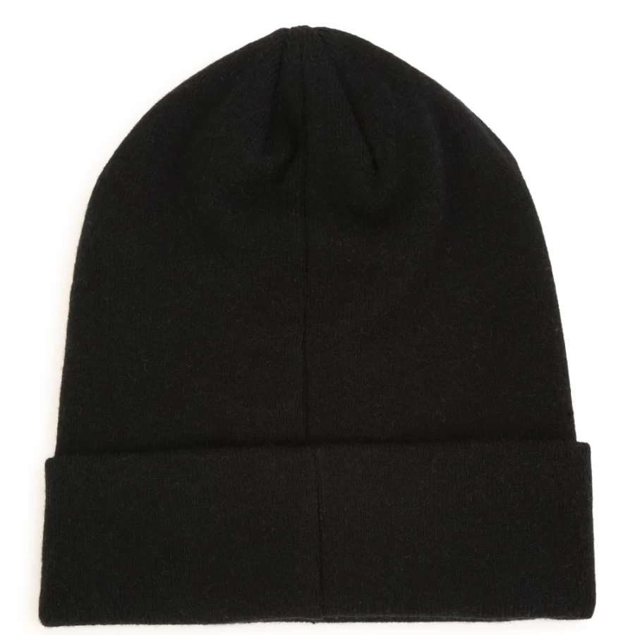 HUGO Black Lined Turn-Up Beanie for Girls - Warm Winter Knit Hat