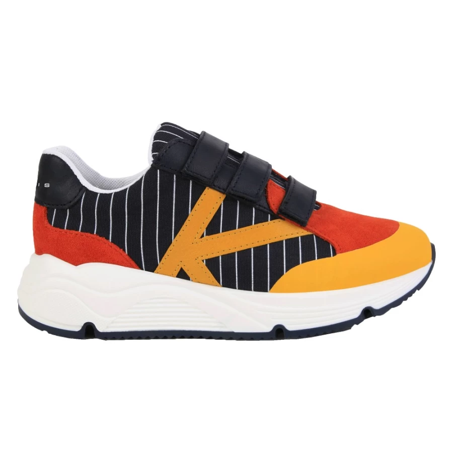 KENZO KIDS Navy Blue Dual-Fabric Velcro Sneakers for Girls