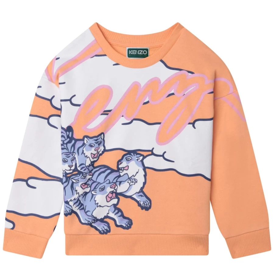 KENZO KIDS Girls Gold Yellow Sweatshirt | Casual Comfort Pullover Hoodie