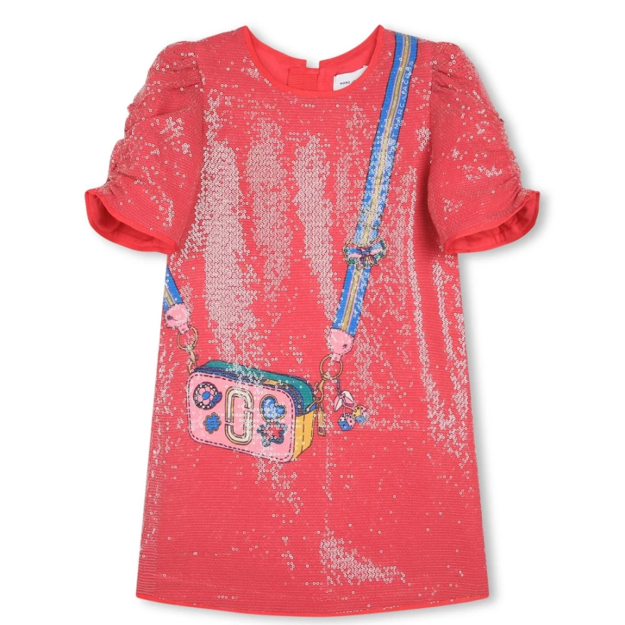 MARC JACOBS Girls Fuschia Sequinned Party Dress for Special Occasions