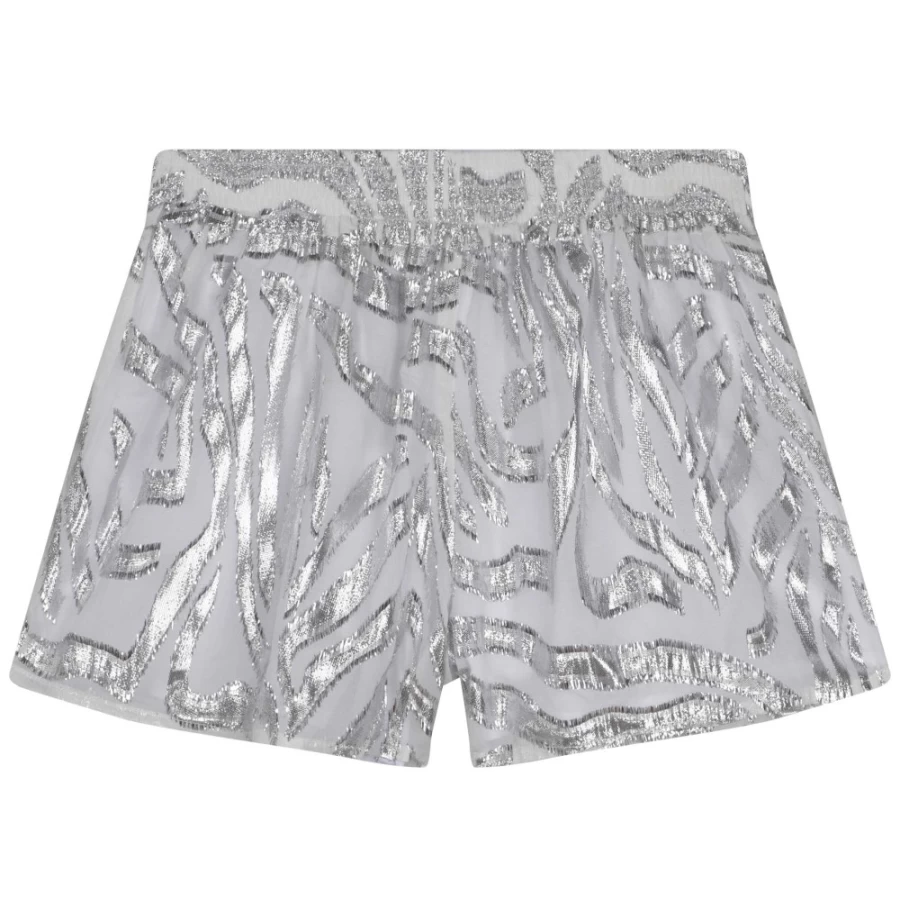 MICHAEL KORS Girl's Grey White Zebra-Print Frayed Denim Shorts