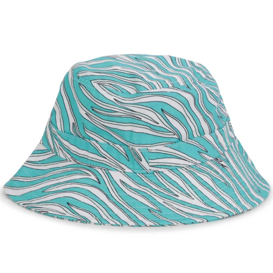 MICHAEL KORS Girls' White Printed Cotton Bucket Hat for Sun Protection