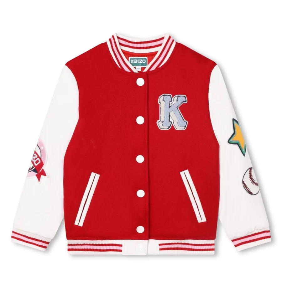 KENZO KIDS Bright Red Two-Material Jacket for Girls