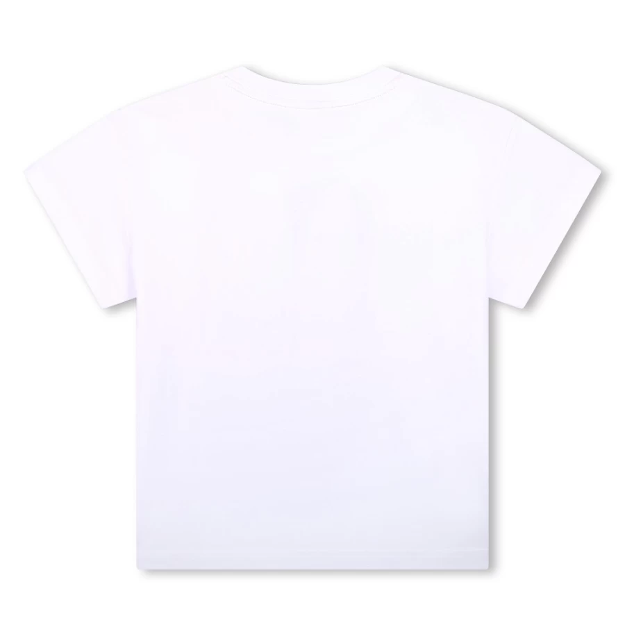 HUGO Girls White Cotton T-Shirt With Embroidered Logo - Soft Breathable Tee For Kids