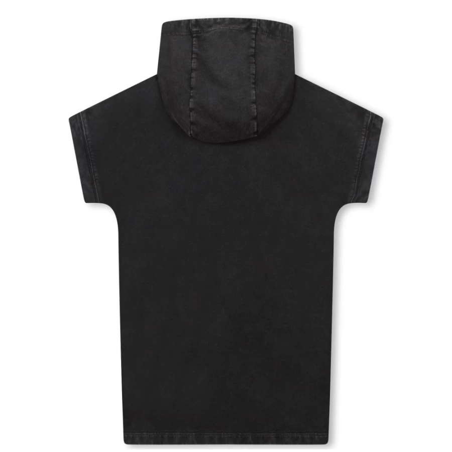 MICHAEL KORS Girls Black Hooded Sweatshirt Dress - Casual Pullover Hoodie Dress
