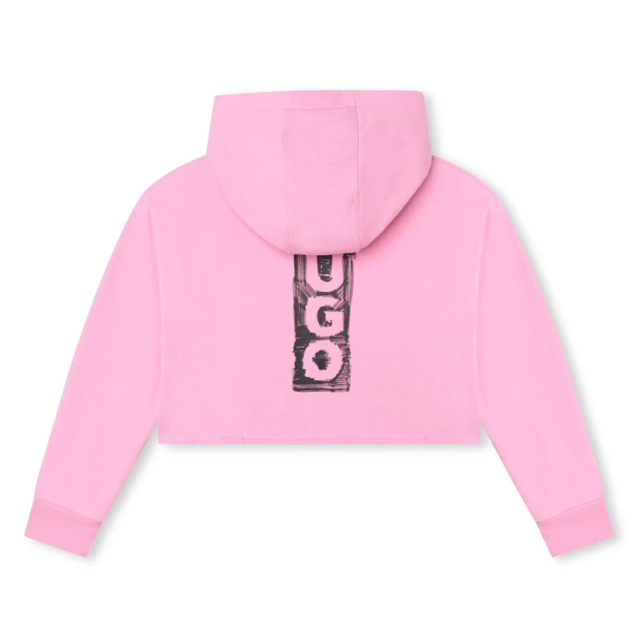 HUGO Pink Hooded Sweatshirt for Girls - Soft Cotton Pullover with Hood