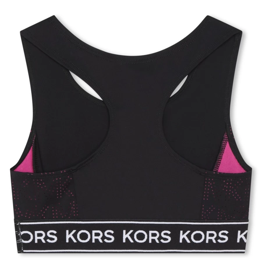 MICHAEL KORS Black Racerback Sports Bra for Girls - High Support Workout Top