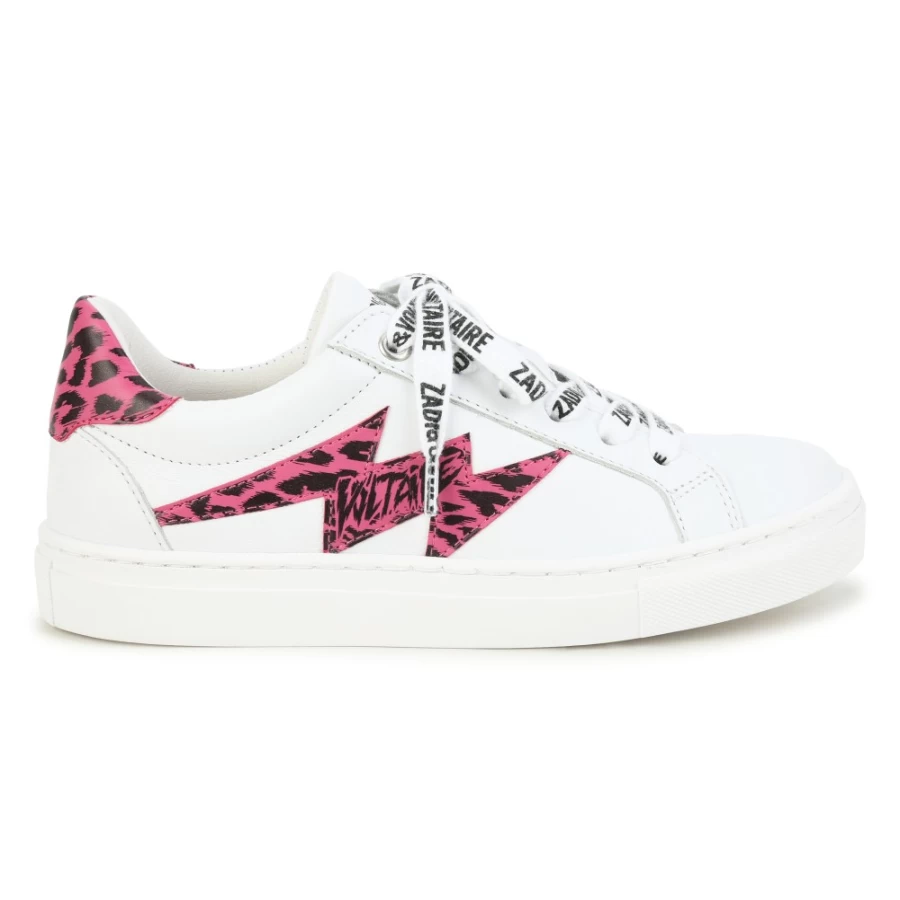 ZADIG & VOLTAIRE White Lace-Up Leather Sneakers for Girls