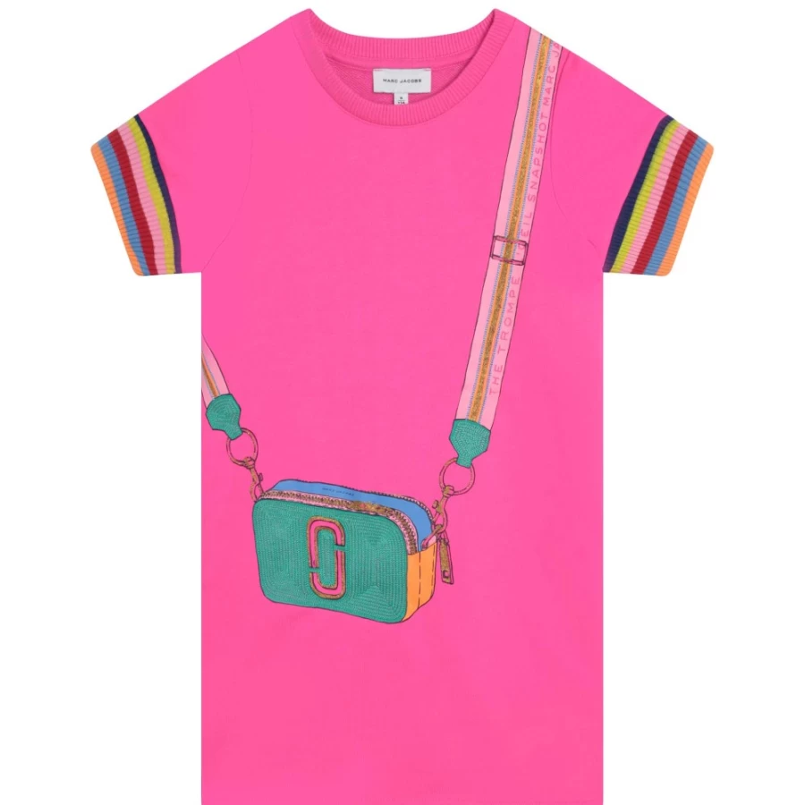 MARC JACOBS Girls' Fuschia Short-Sleeve Fleece Dress for Kids