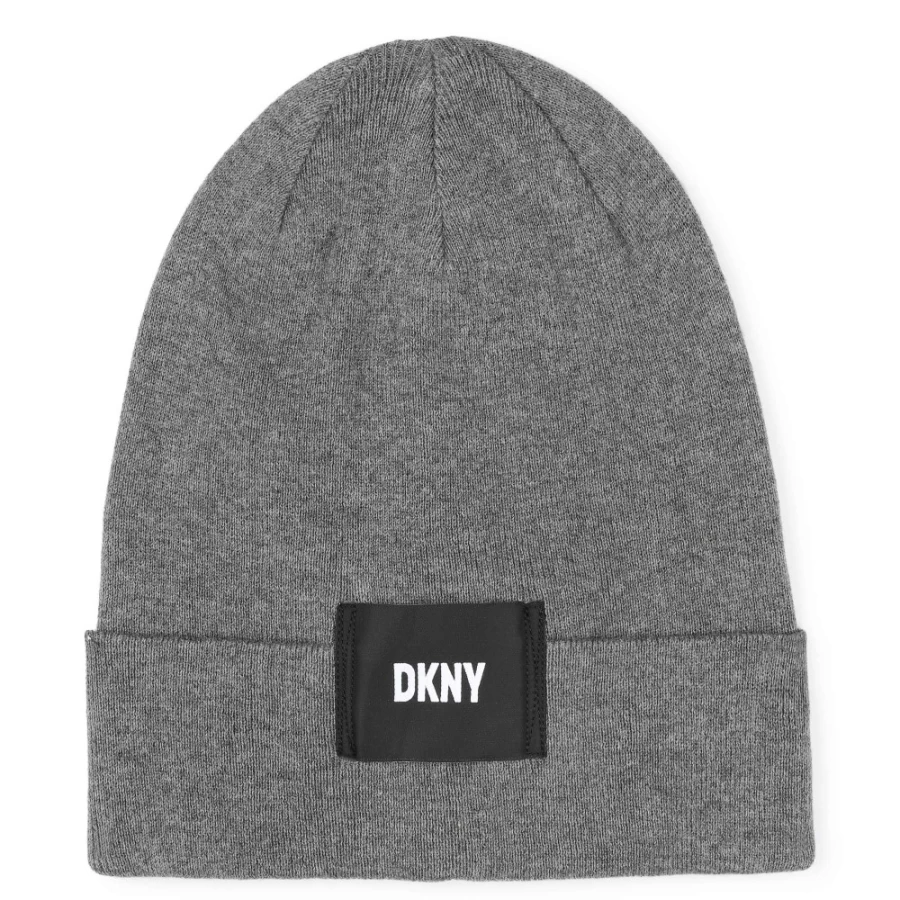 DKNY Dark Chine Grey Shiny Tag Hat for Girls