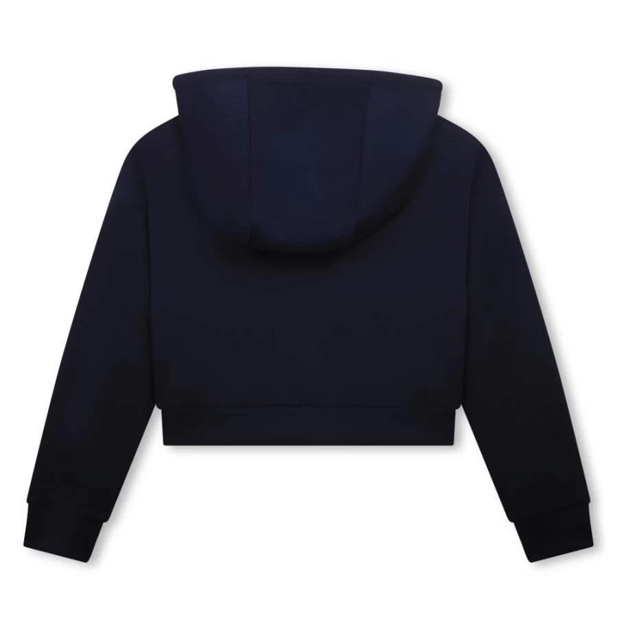 MICHAEL KORS Girls Navy Hooded Zip-Up Sweatshirt | Full-Zip Fleece Jacket