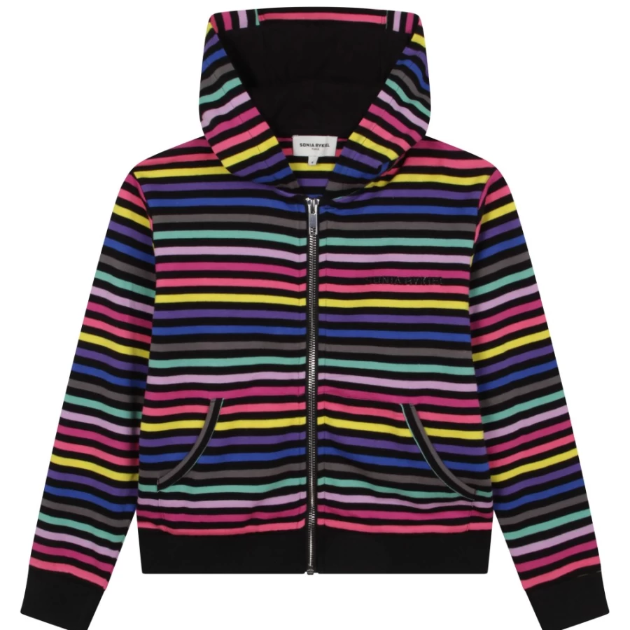 SONIA RYKIEL Girls' Multicoloured Hooded Cardigan Sweater