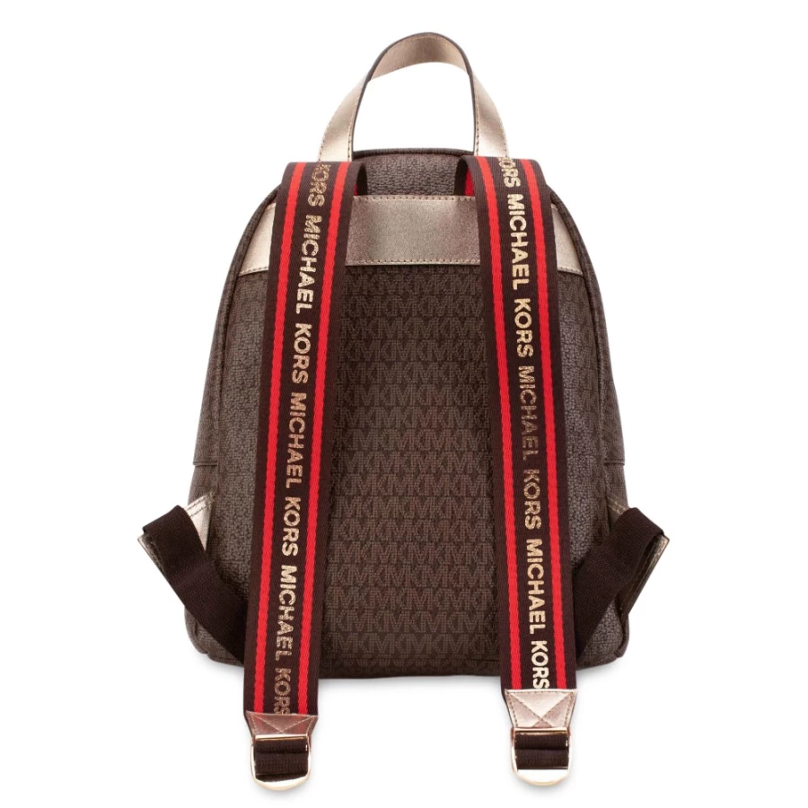 MICHAEL KORS Chocolate Brown Rucksack With Logo Print for Girls