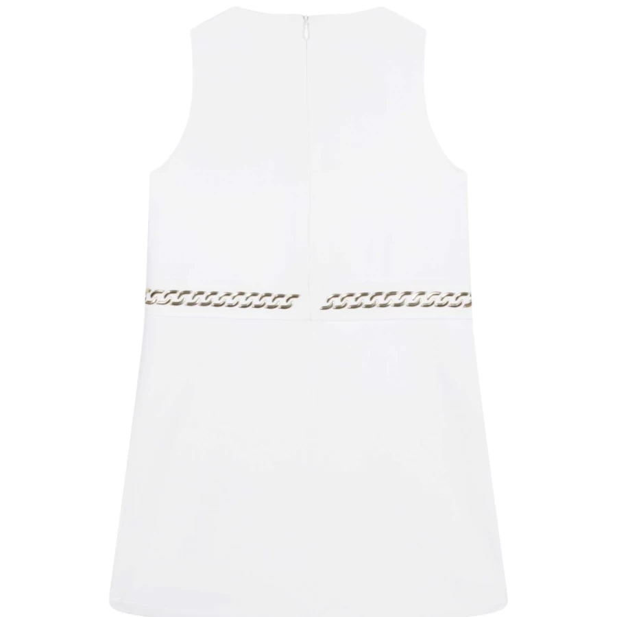 MICHAEL KORS White Flared Dress for Girls with Stud Embellishments