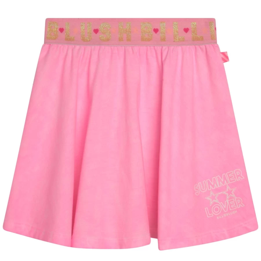 BILLIEBLUSH Pink Cotton Skater Skirt for Girls - Flared A-Line Mini Skirt