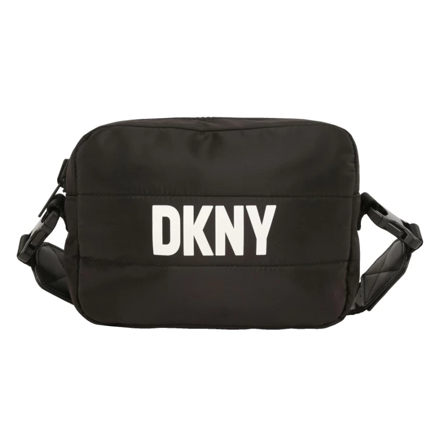 DKNY Reversible Black Zip-Up Handbag for Girls - Two-Way Fashionable Crossbody Purse