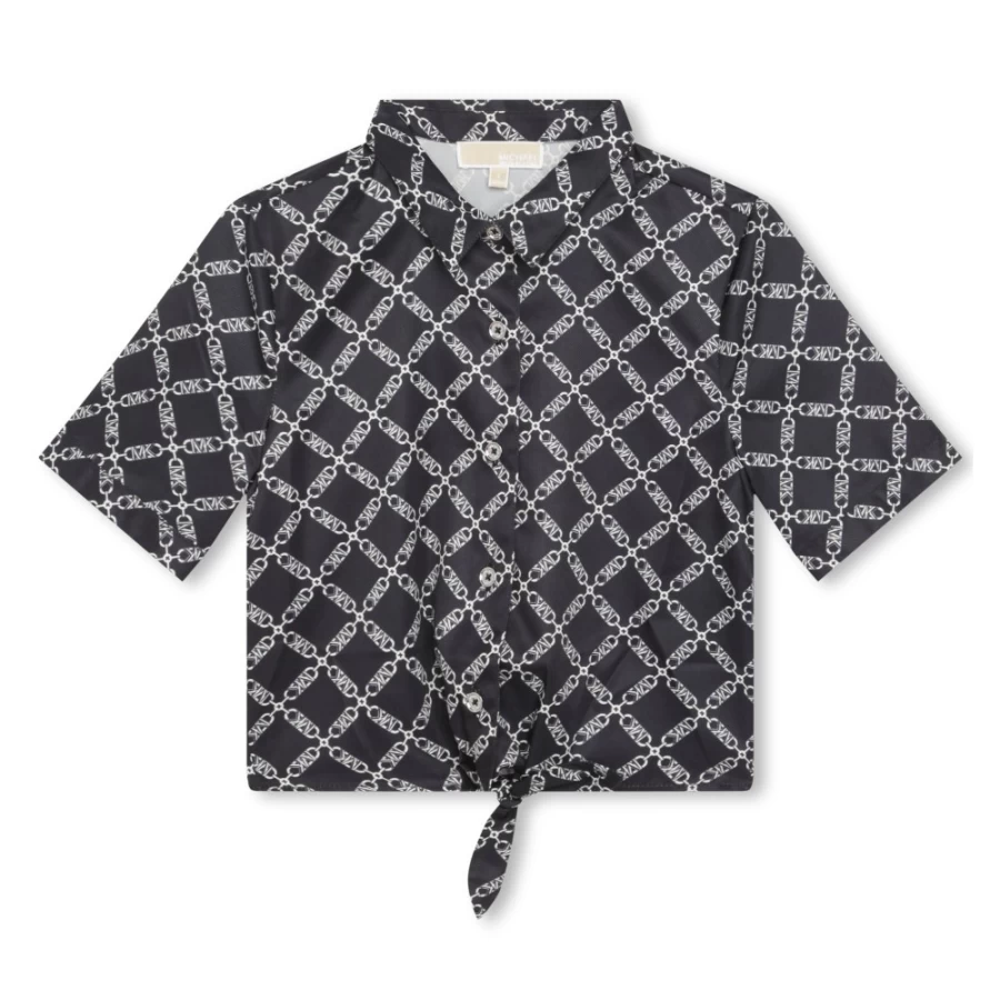 MICHAEL KORS Black Knotted Party Shirt for Girls - Stylish & Elegant Top