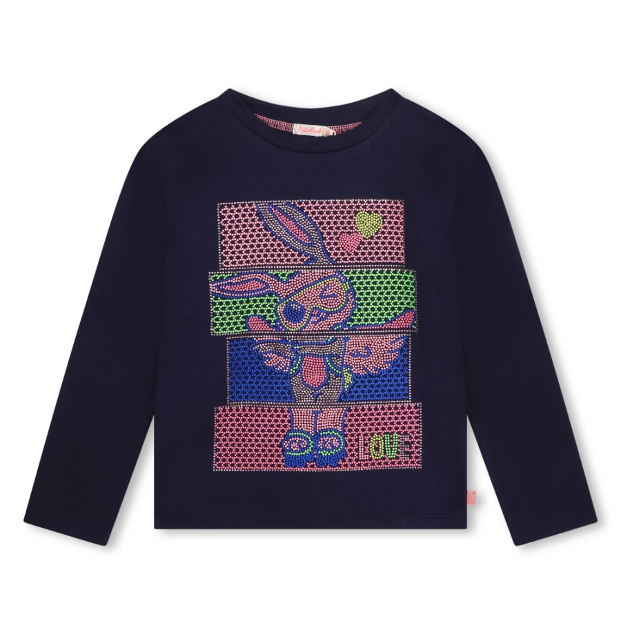 BILLIEBLUSH Navy Long-Sleeved T-Shirt for Girls - Comfortable & Stylish Top
