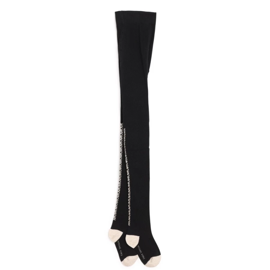 MICHAEL KORS Black Cotton Tights for Girls with Embroidered Logo