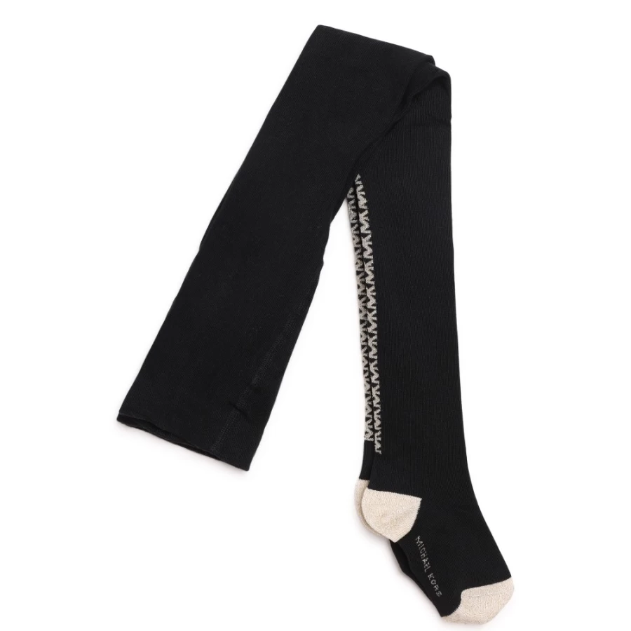 MICHAEL KORS Black Cotton Tights for Girls with Embroidered Logo
