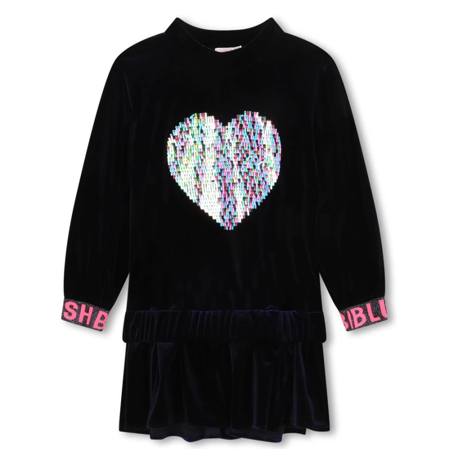 BILLIEBLUSH Navy Sequined Velvet Dress for Girls - Sparkly Party Gown