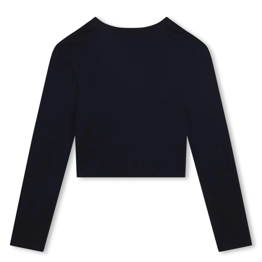 MICHAEL KORS Girls Navy Long Sleeve Cotton T-Shirt for Casual Wear