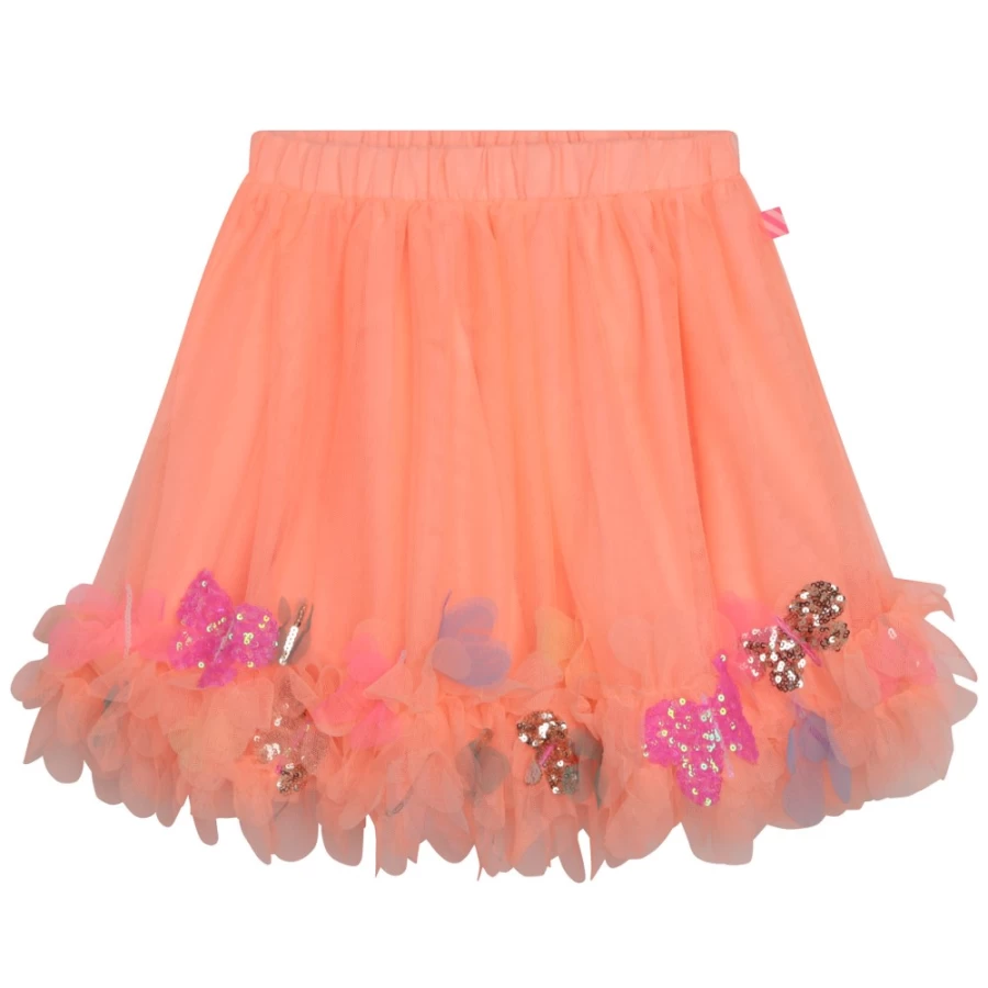 BILLIEBLUSH Girl's Apricot Lined Tulle Skirt - Flowy Elegant Tutu Skirt for Kids