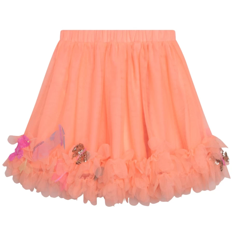 BILLIEBLUSH Girl's Apricot Lined Tulle Skirt - Flowy Elegant Tutu Skirt for Kids