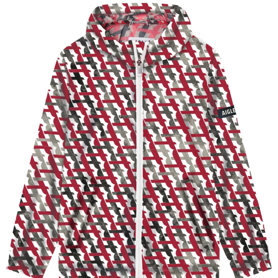 AIGLE Girl's Poppy Red Water-Repellent Windbreaker Jacket for Outdoor Activities