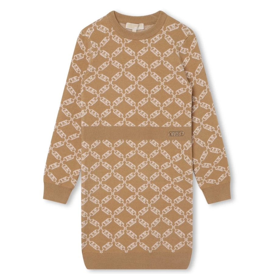 MICHAEL KORS Navy Two-Tone Jacquard Jumper Dress for Girls