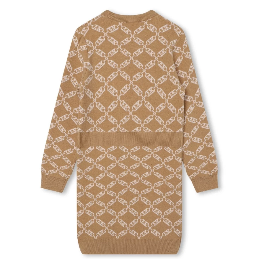MICHAEL KORS Navy Two-Tone Jacquard Jumper Dress for Girls