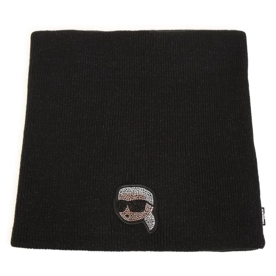 KARL LAGERFELD KIDS Black Rhinestone Snood for Girls - Sparkling Fashion Scarf