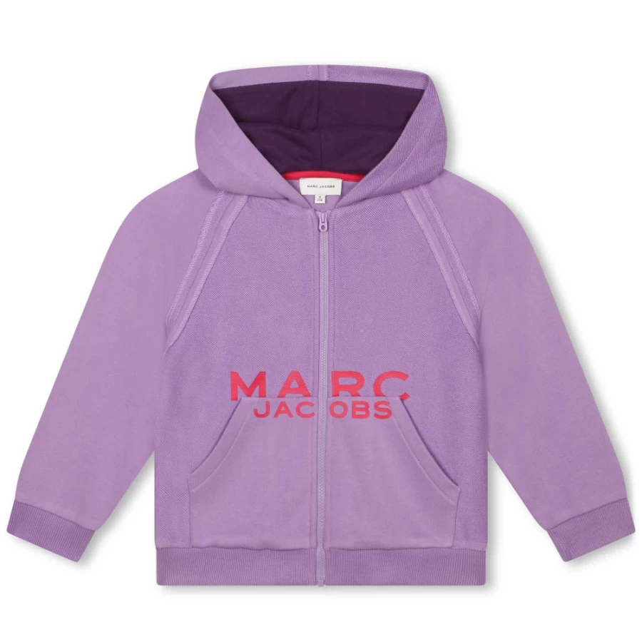 MARC JACOBS Girls Hooded Zipped Sweatshirt | Lightweight Fleece Pullover