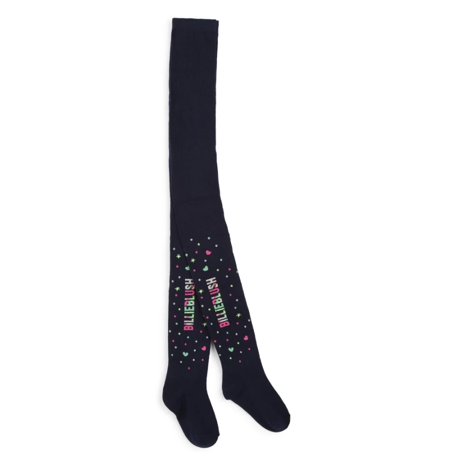 BILLIEBLUSH Navy Logo Tights for Girls - Multicoloured Design