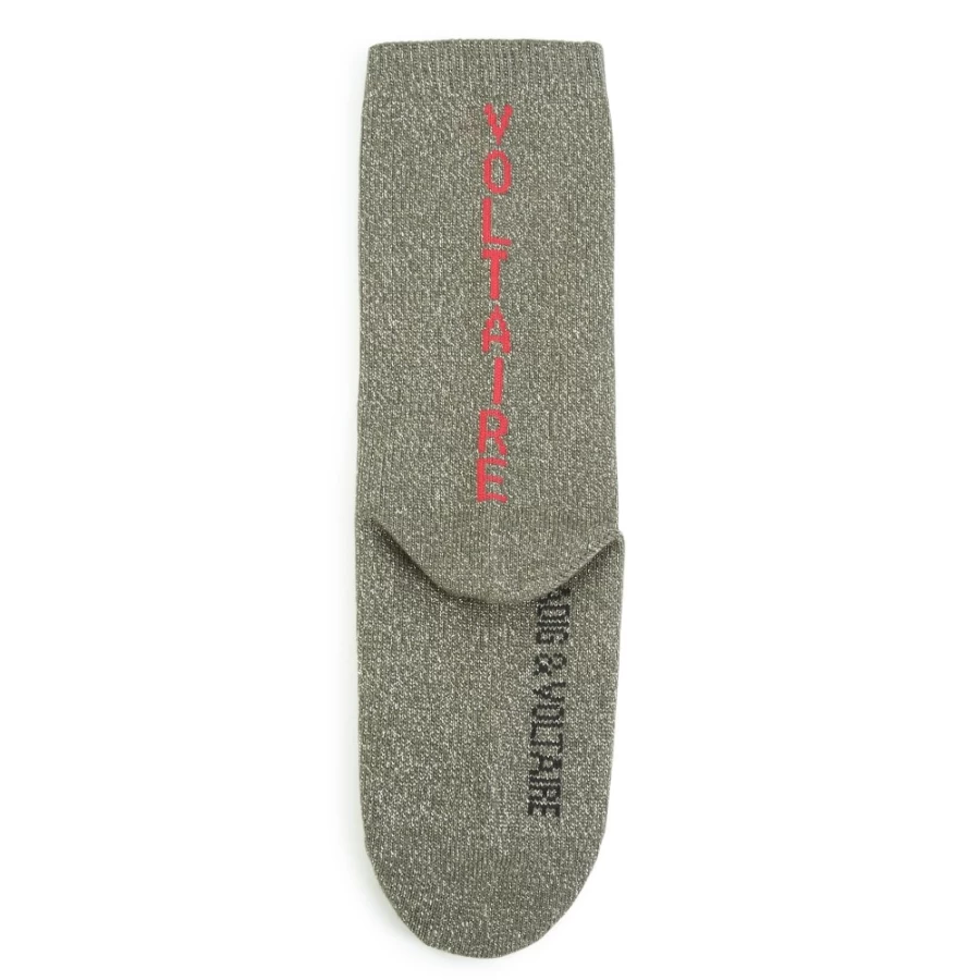 ZADIG & VOLTAIRE Girls' Khaki Metallic Socks - Stylish & Comfortable Footwear