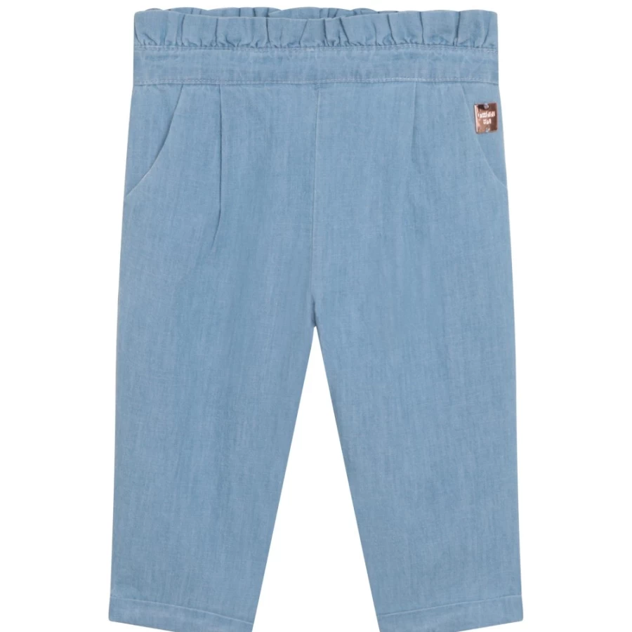 CARREMENT BEAU Denim Blue Trousers for Girls - Stylish Denim Pants