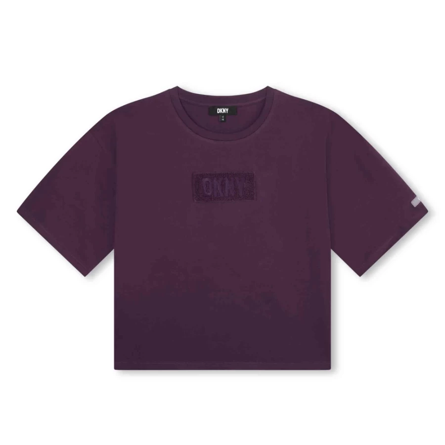 DKNY Girls' Short-Sleeved Cotton T-Shirt for Kids - Soft & Comfortable Top