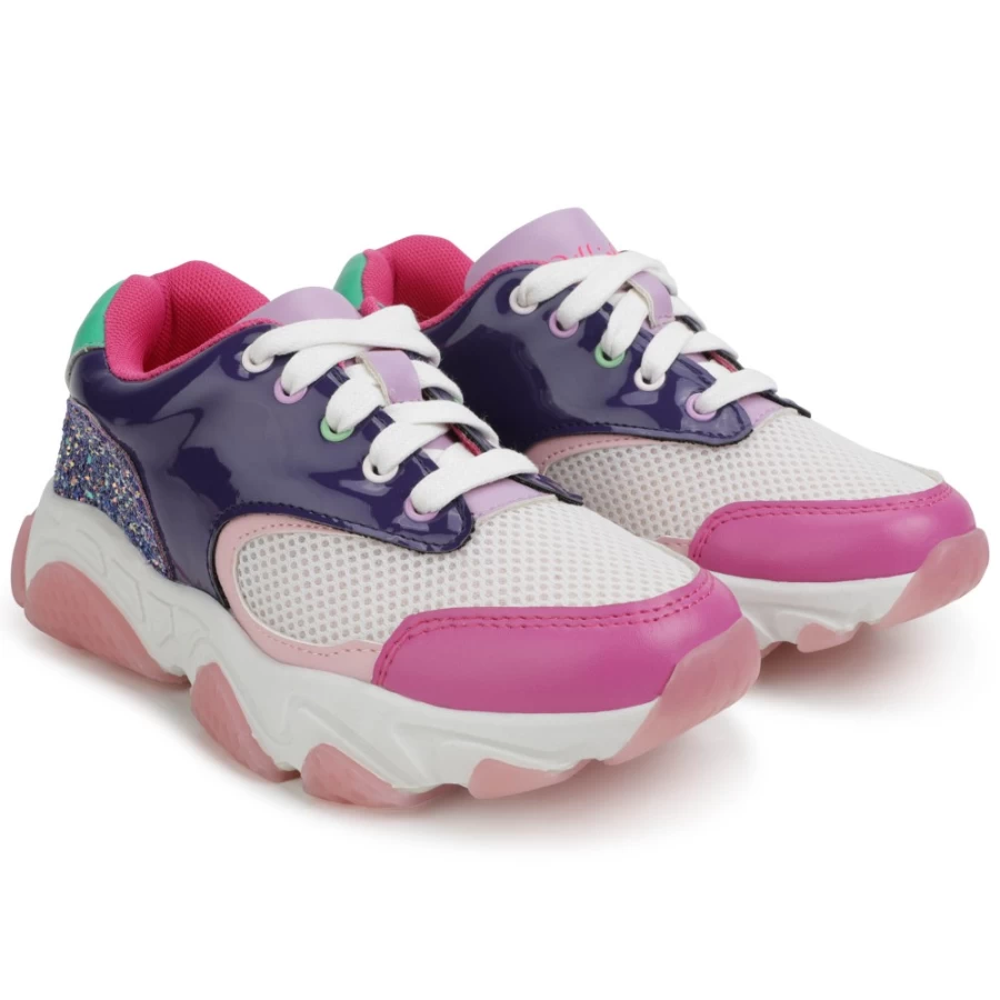 BILLIEBLUSH Girls' Multicoloured Lace-Up Trainers for Comfort and Style