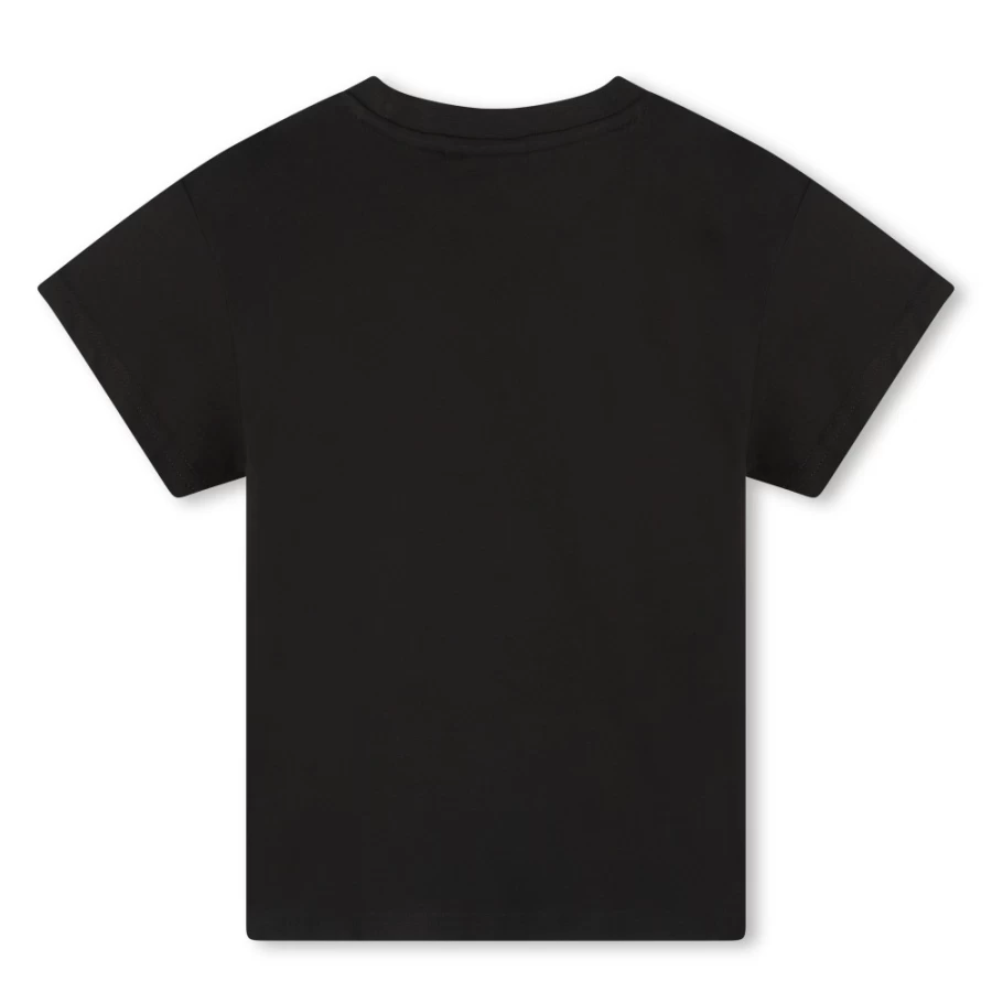 HUGO Black Cotton Logo Print T-Shirt for Girls